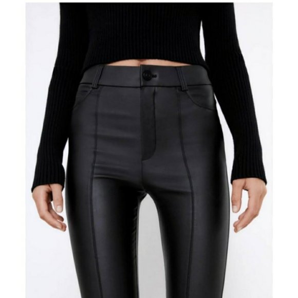 NWT Zara Coated High-Waisted Legging - Picture 5 of 13